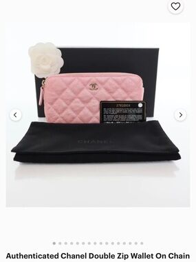 CHANEL Pink Quilted Zip Wallet with CC Logo